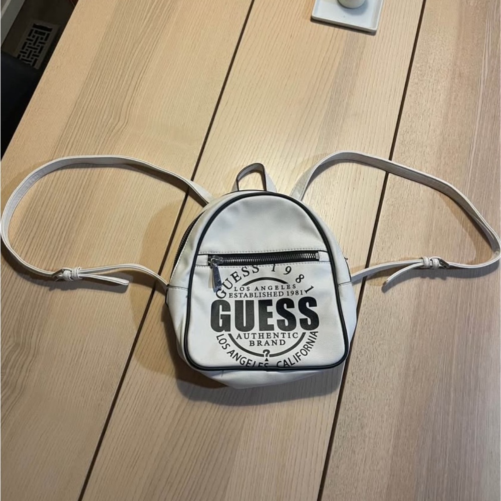 GUESS White and Black Mini Backpack, ladies Guess purse